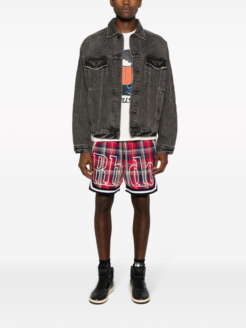 Black Embossed-detail Denim Jacket