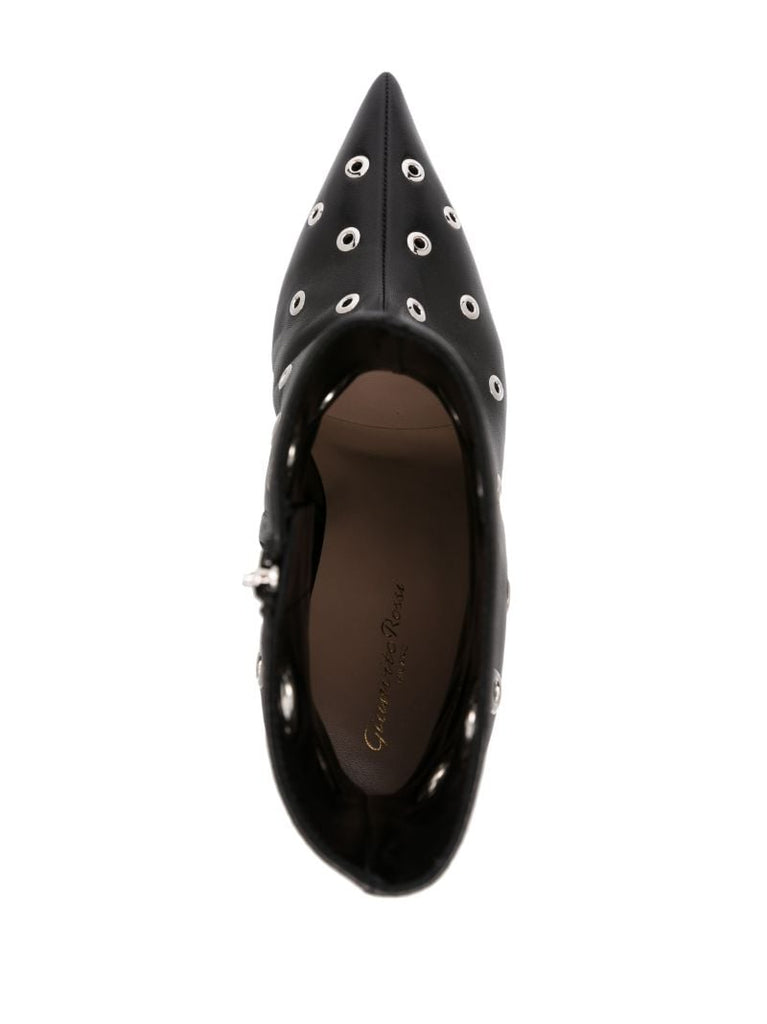 Black Gianvito 85 Eyelet Leather Ankle Boots