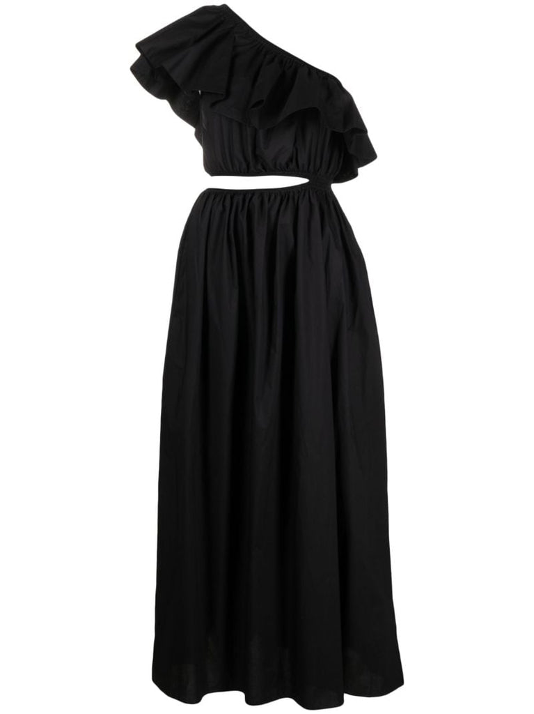 Black Ruffled Asymmetric Dress