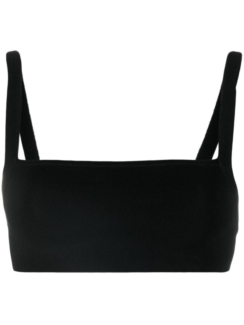 Black Cropped Knit Vest Top