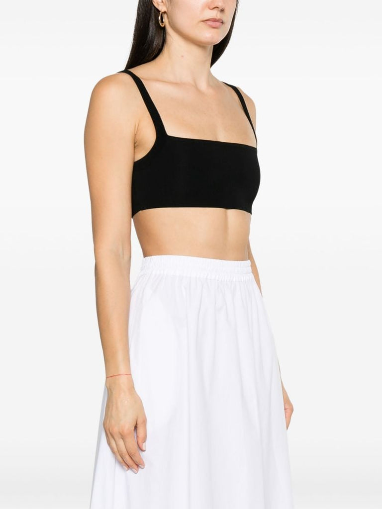Black Cropped Knit Vest Top