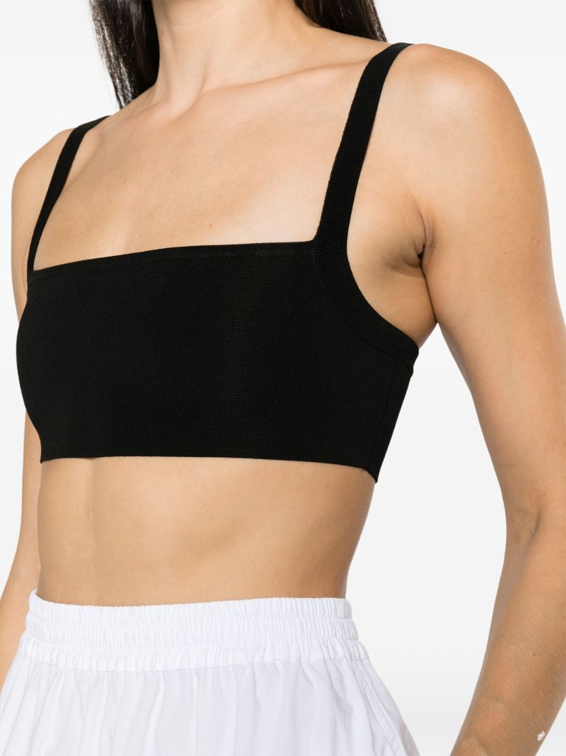 Black Cropped Knit Vest Top