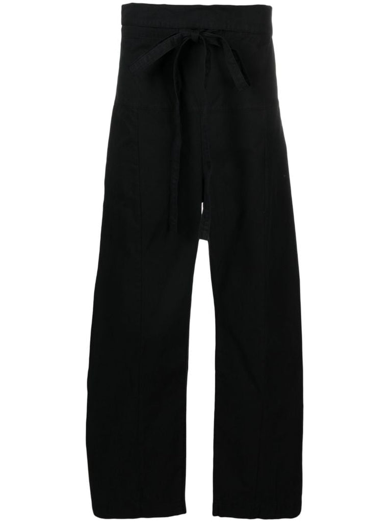 Black Drawstring Cotton Trousers