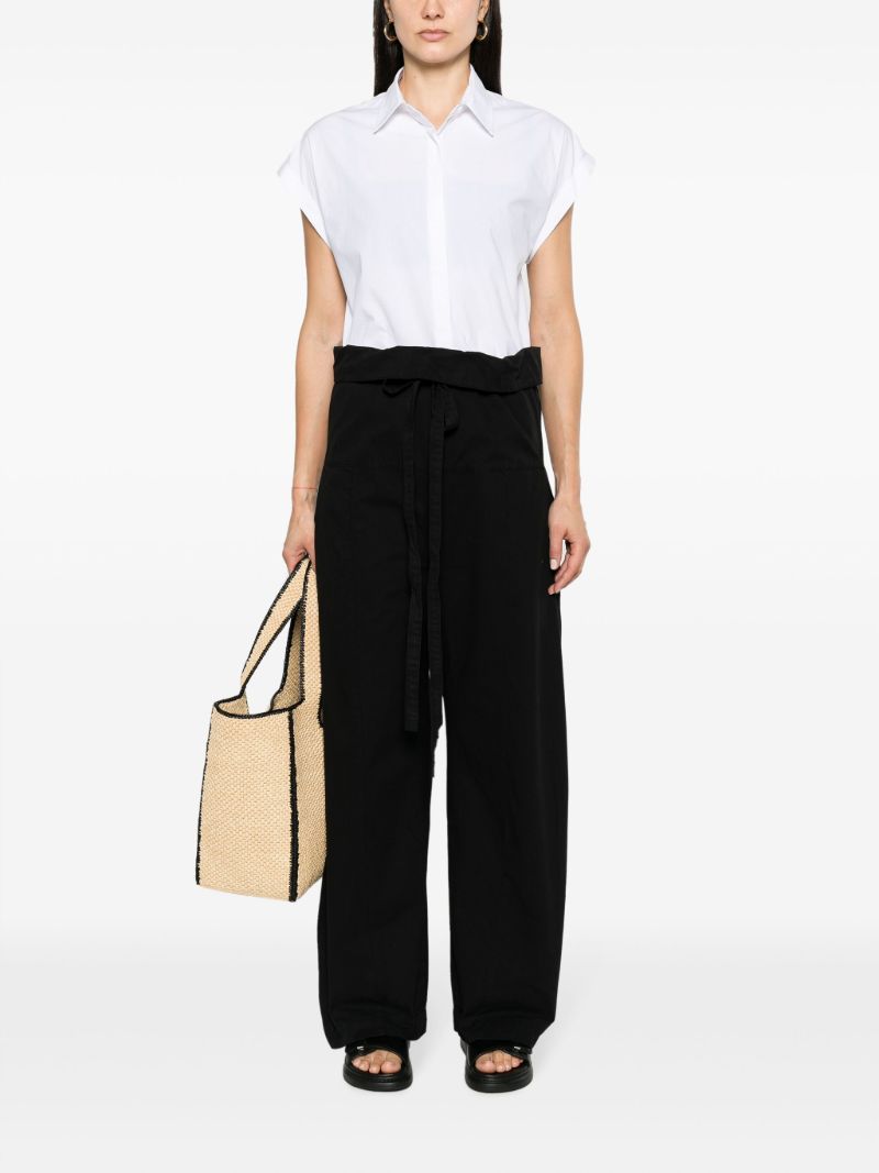 Black Drawstring Cotton Trousers