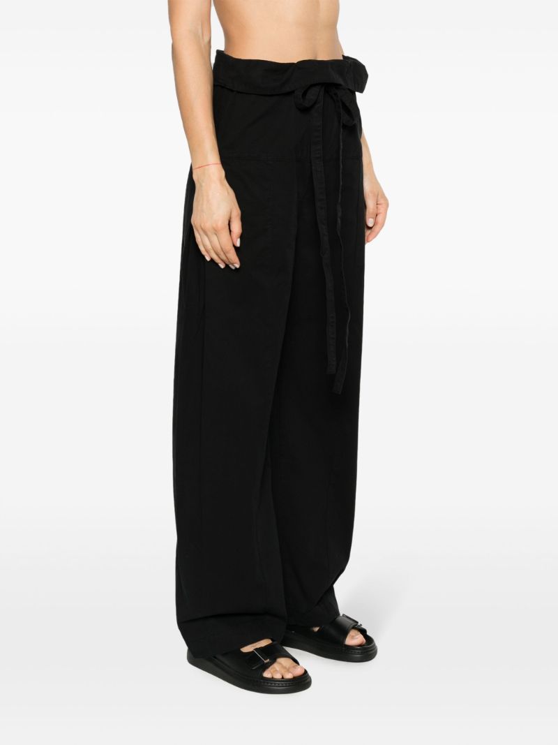 Black Drawstring Cotton Trousers
