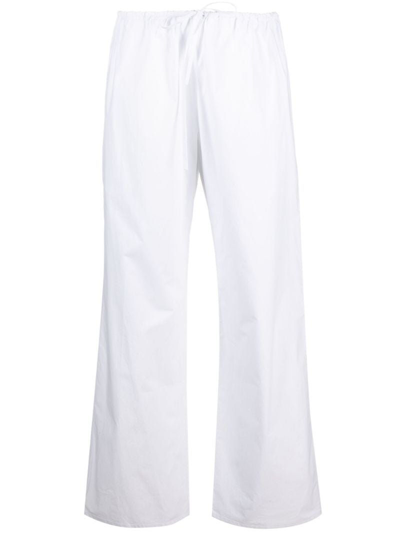 White Drawstring Wide-leg Trousers