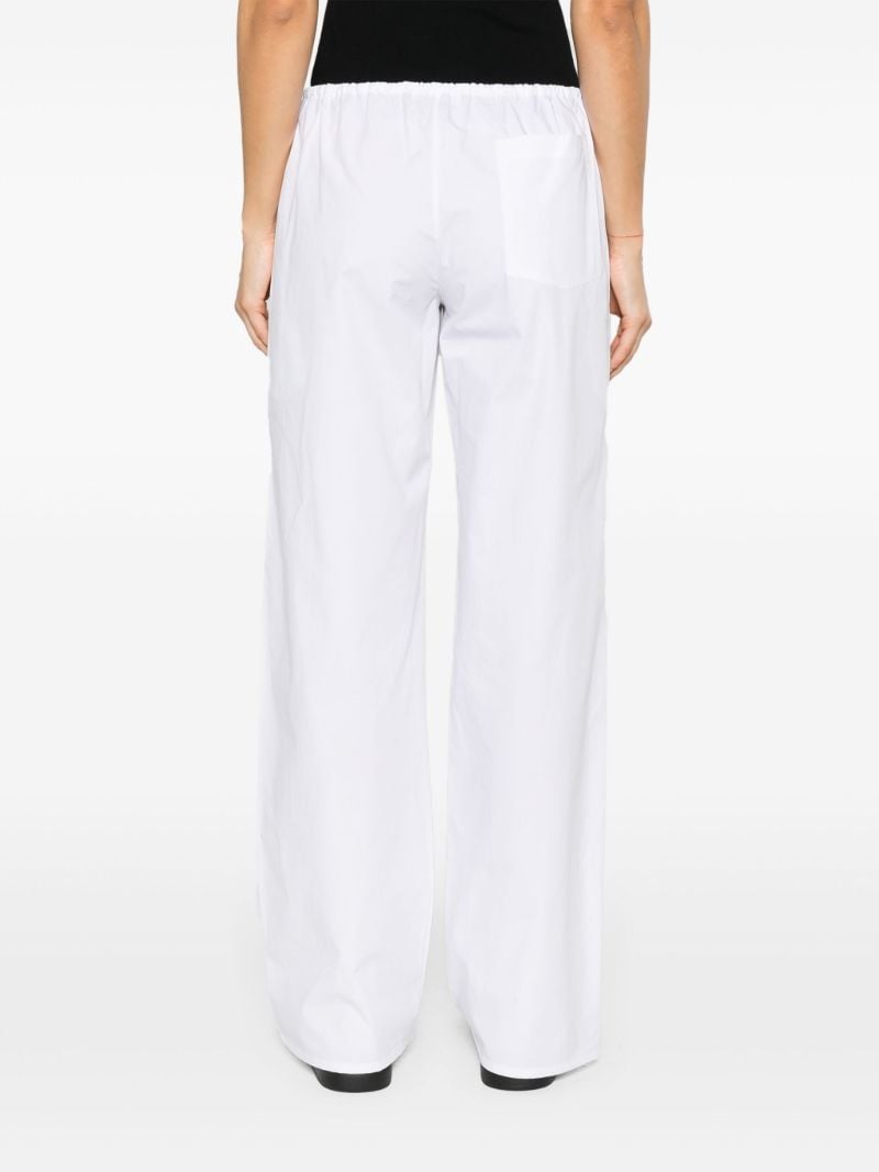 White Drawstring Wide-leg Trousers