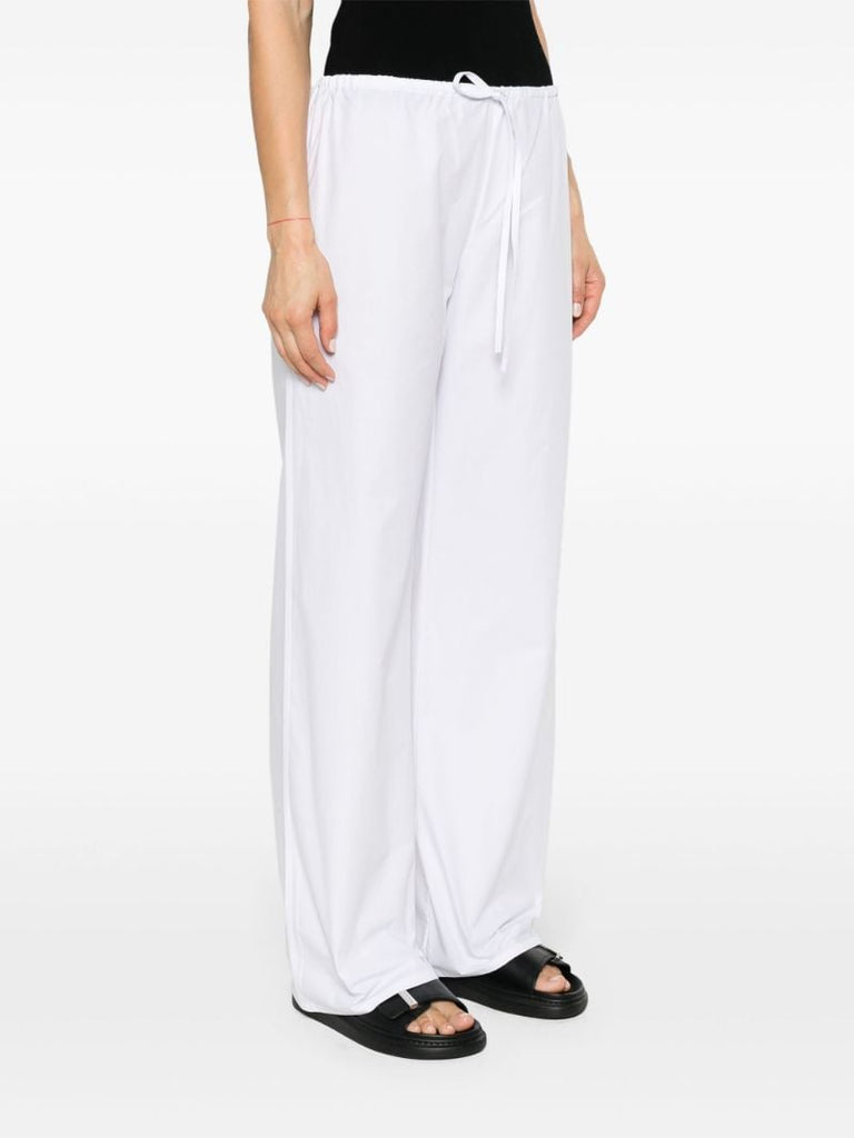 White Drawstring Wide-leg Trousers