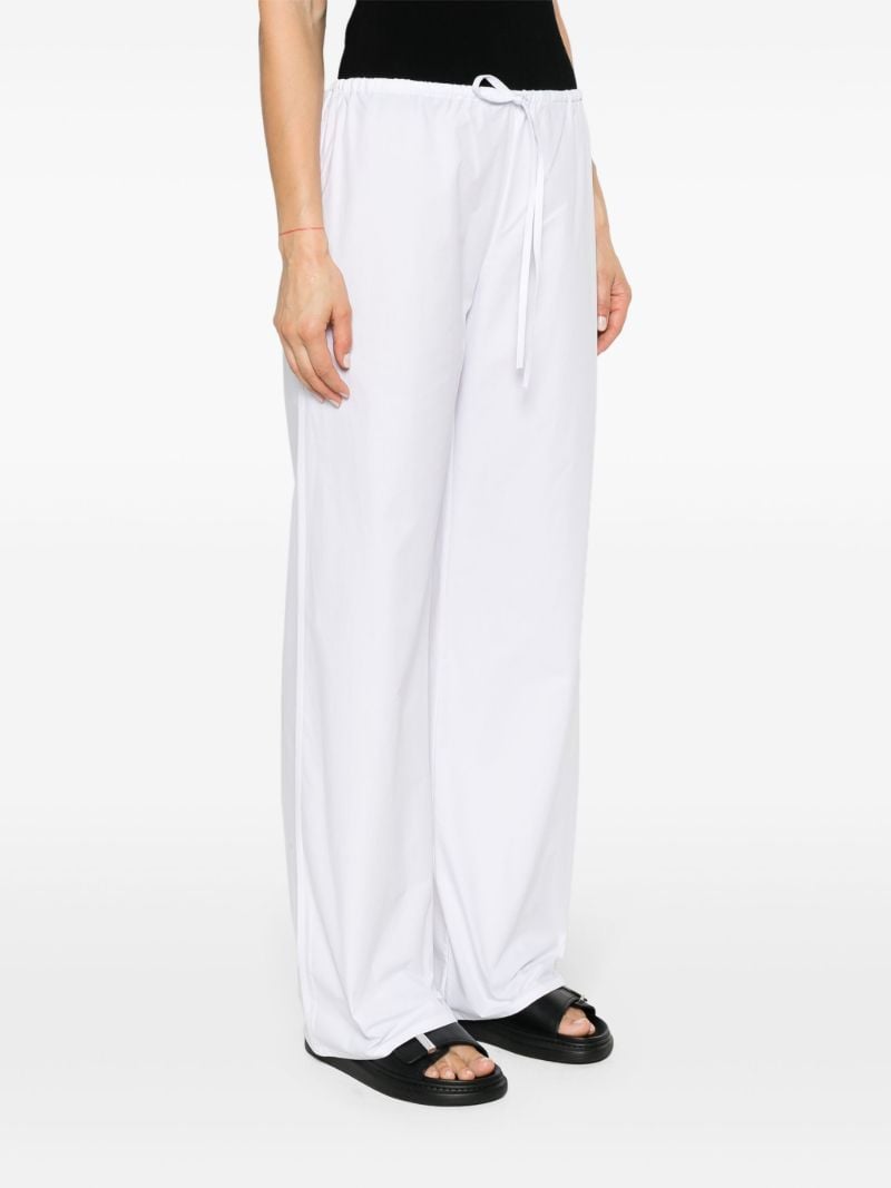 White Drawstring Wide-leg Trousers