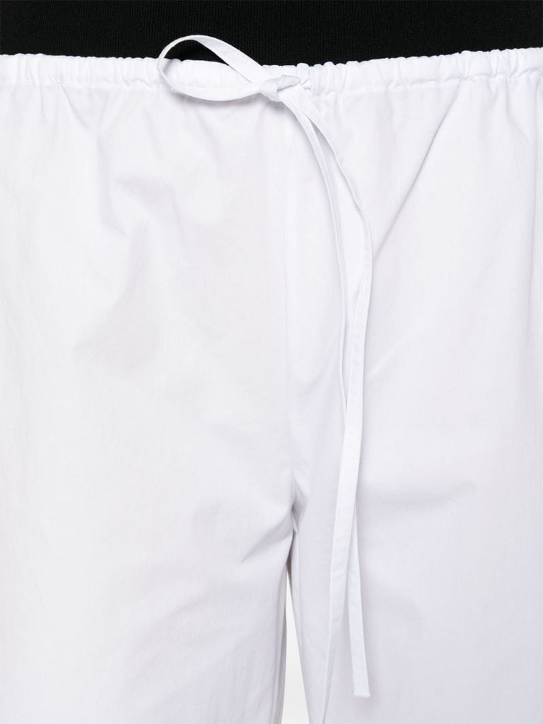 White Drawstring Wide-leg Trousers