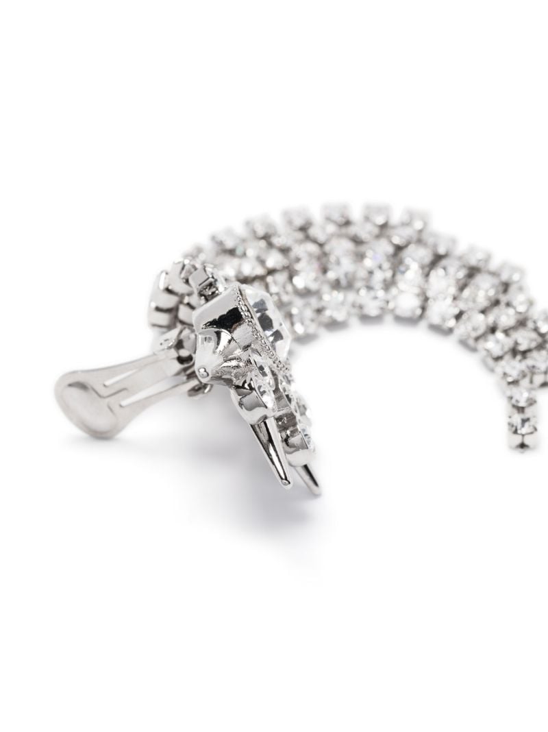 Silver-tone Flower Crystal Fringe Drop Earrings