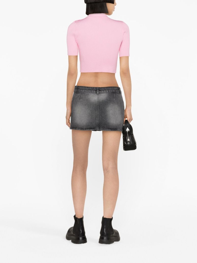 Grey Trucker Denim Mini Skirt
