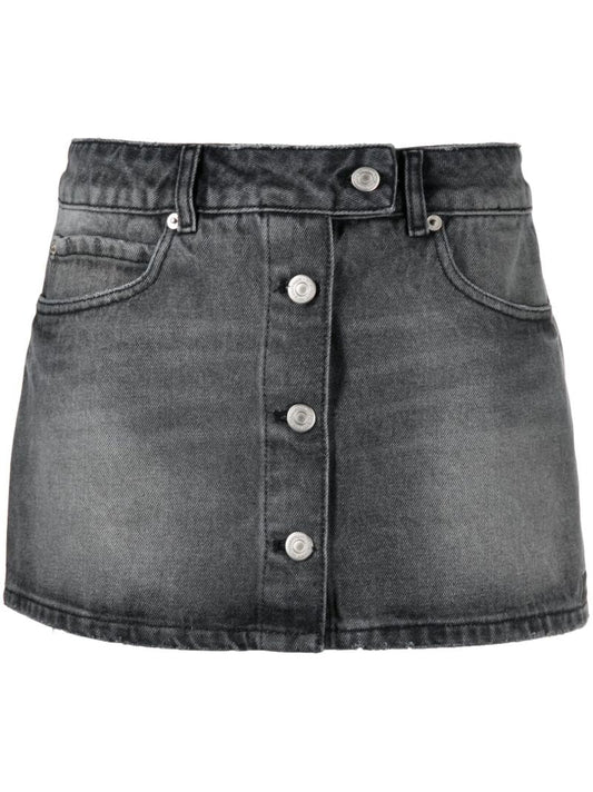 Grey Trucker Denim Mini Skirt