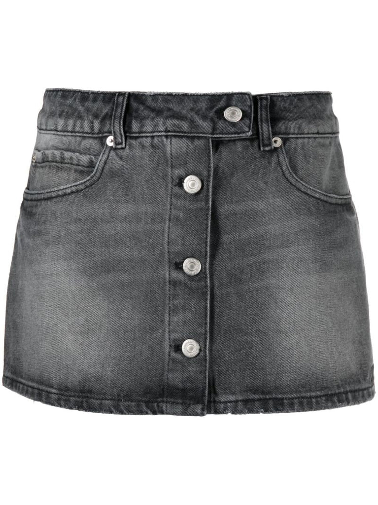 Grey Trucker Denim Mini Skirt