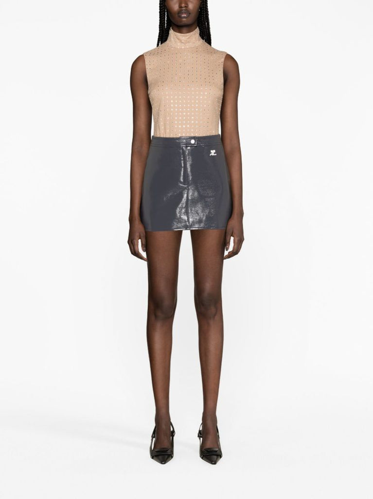 Grey Vinyl Reedition Mini Skirt
