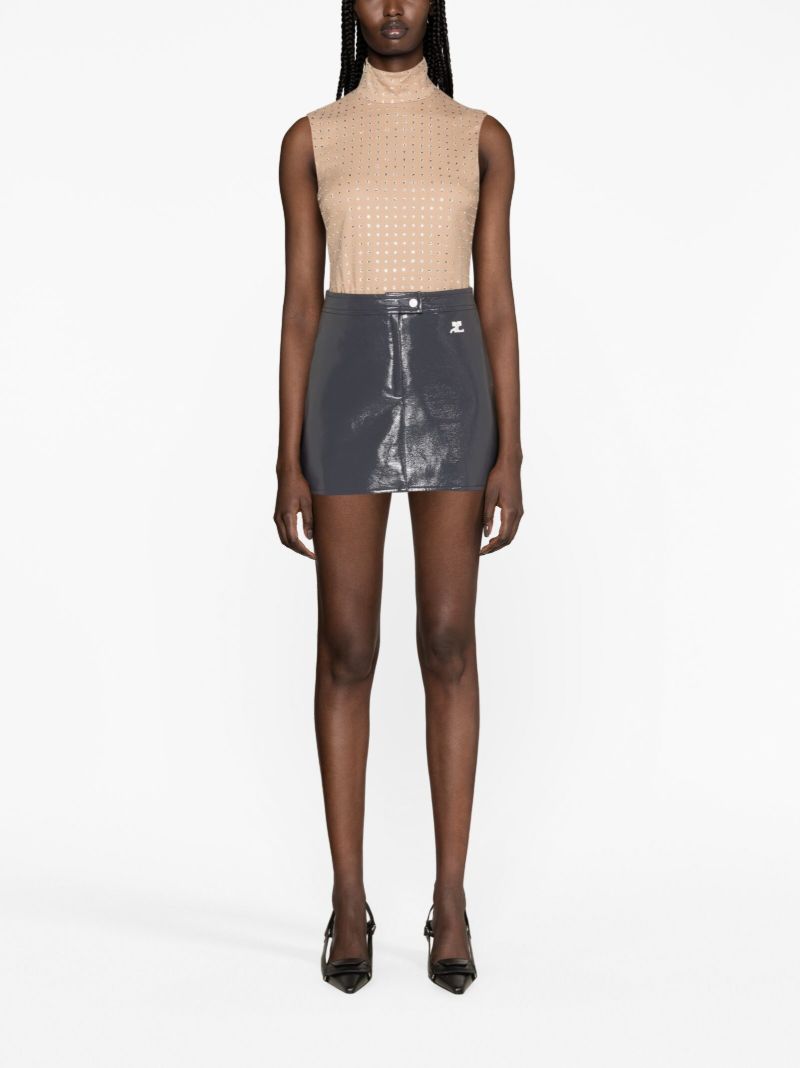 Grey Vinyl Reedition Mini Skirt