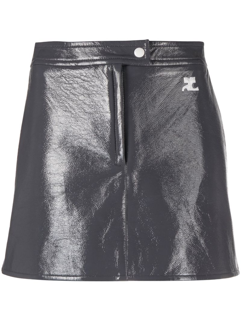 Grey Vinyl Reedition Mini Skirt