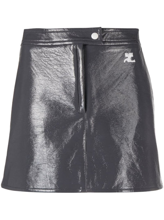 Grey Vinyl Reedition Mini Skirt