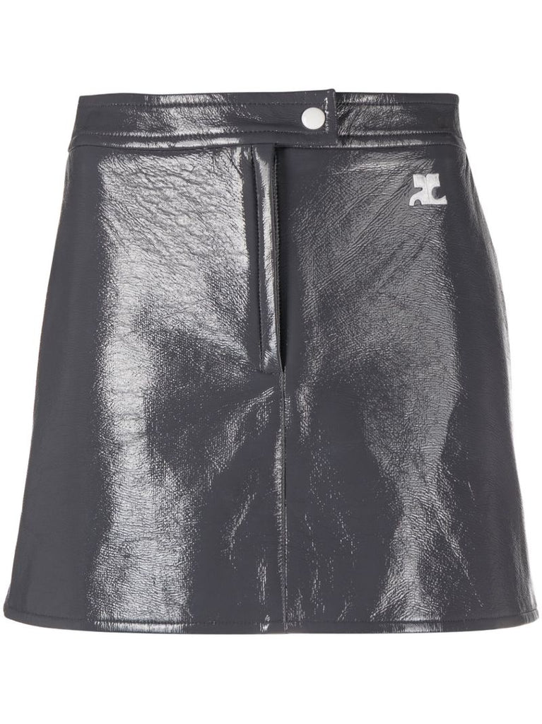 Grey Vinyl Reedition Mini Skirt