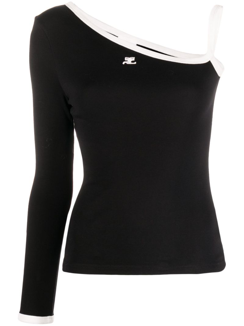 Black Asymetrical One-sleeve Cotton Top