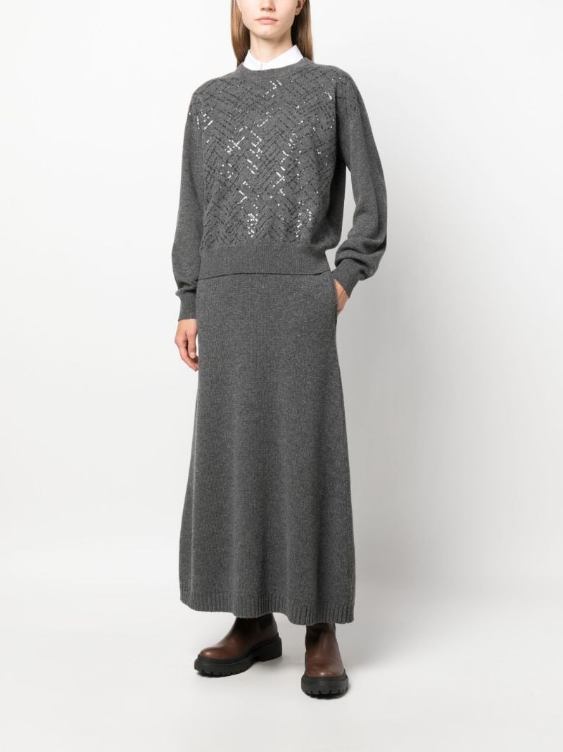 Grey Sequin-embellished Wool Sweater