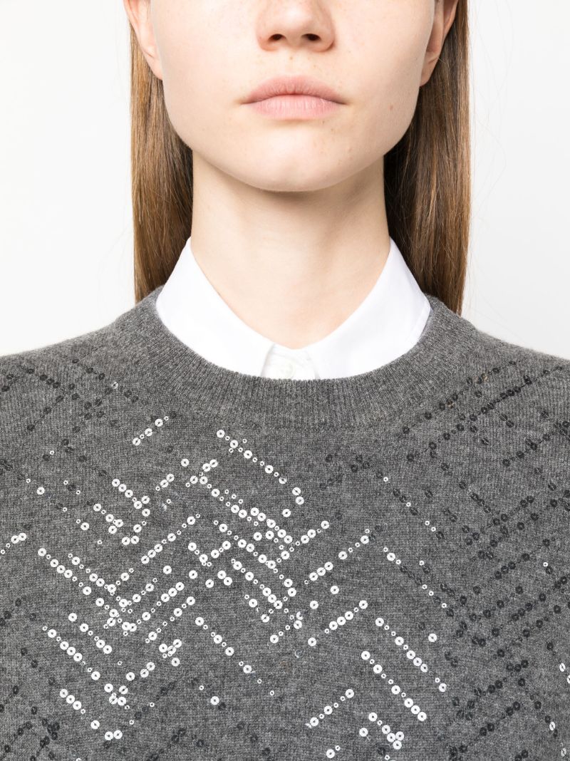 Grey Sequin-embellished Wool Sweater