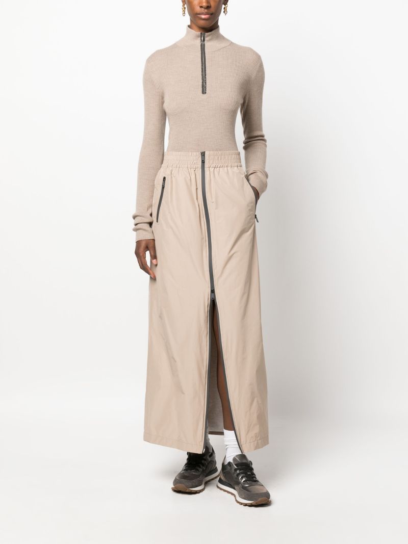 Neutral Zip-up Maxi Skirt