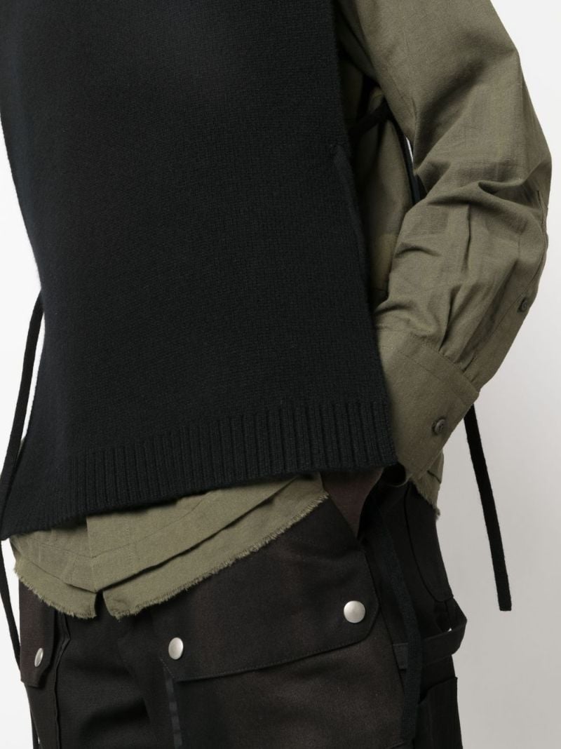 Black Side-tie Wool Vest