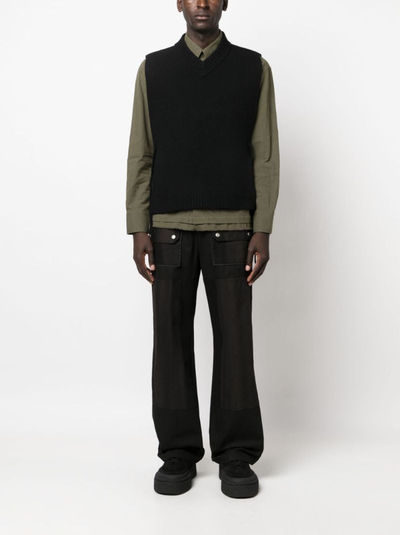 Black Side-tie Wool Vest
