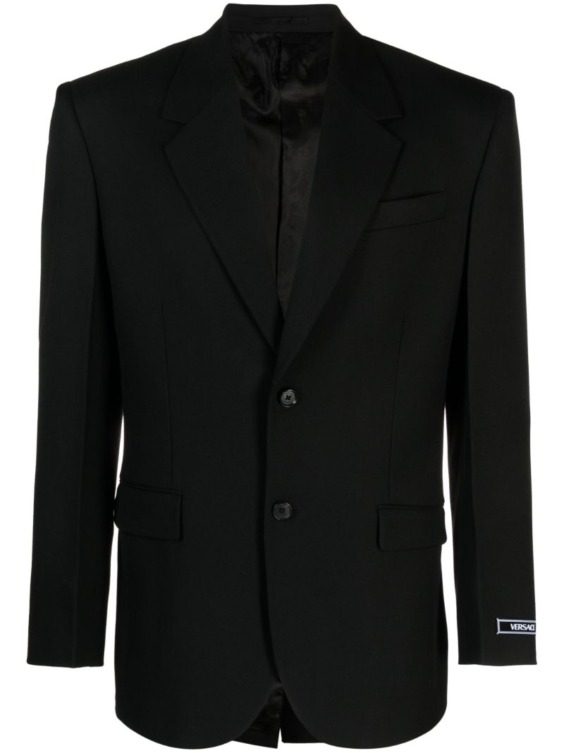 Black Logo-patch Virgin Wool Blazer