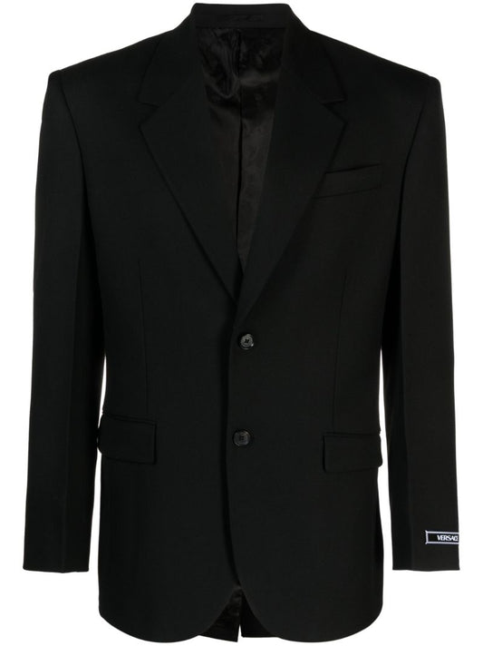Black Logo-patch Virgin Wool Blazer