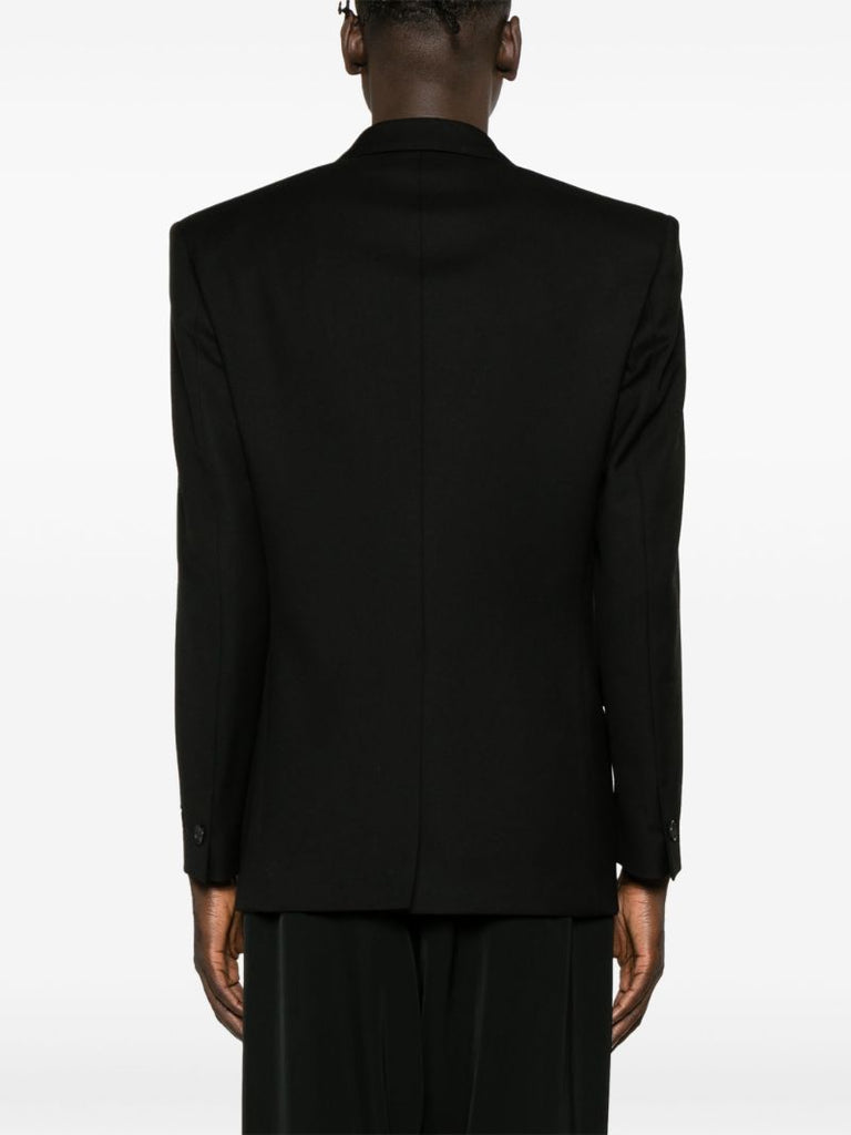 Black Logo-patch Virgin Wool Blazer