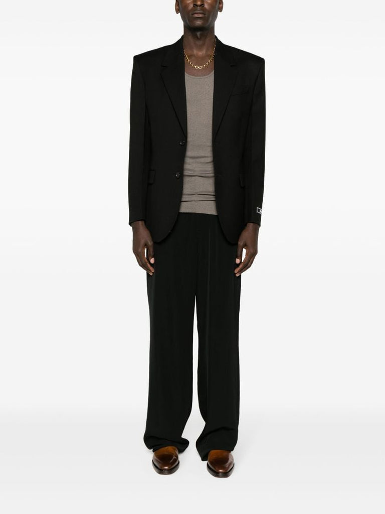 Black Logo-patch Virgin Wool Blazer