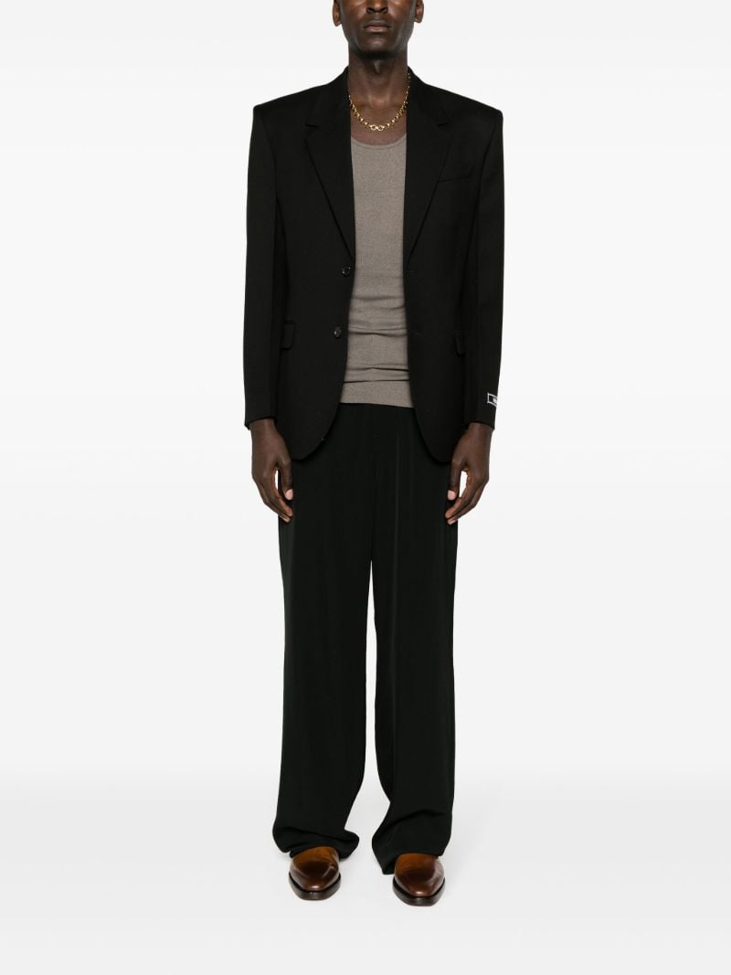 Black Logo-patch Virgin Wool Blazer