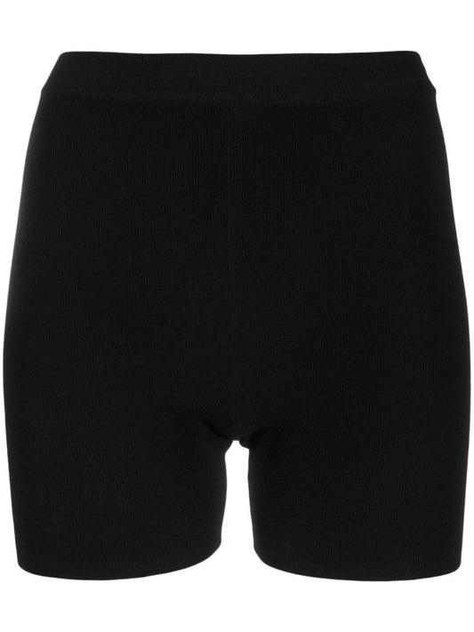 Black Rib Knit Bike Shorts
