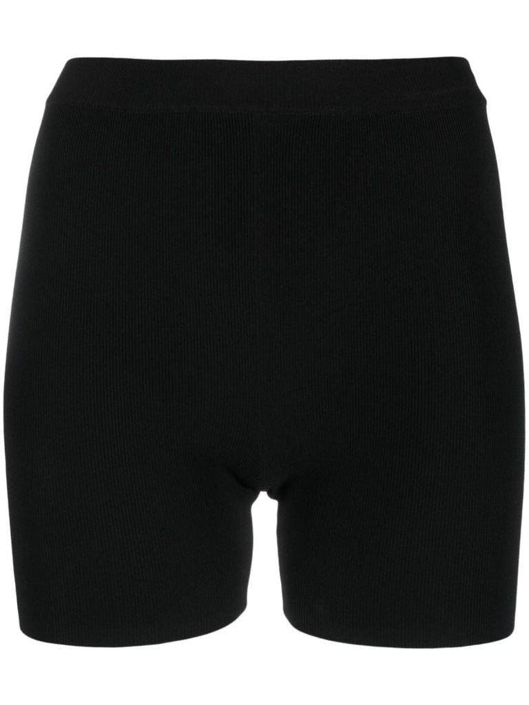 Black Rib Knit Bike Shorts