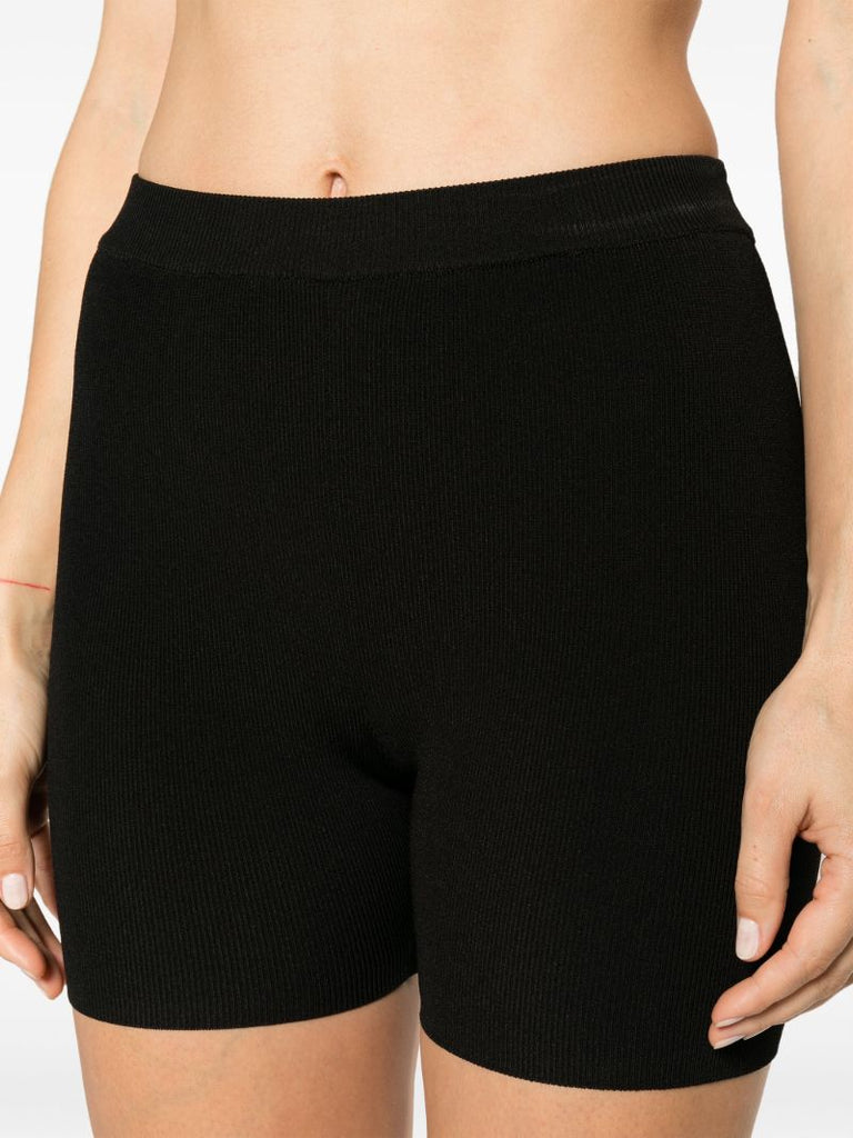 Black Rib Knit Bike Shorts