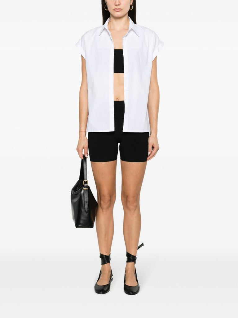 Black Rib Knit Bike Shorts