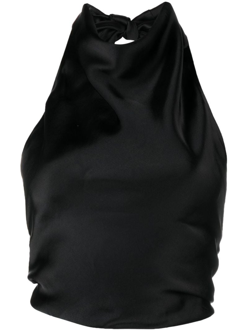 Black Satin Halterneck Blouse