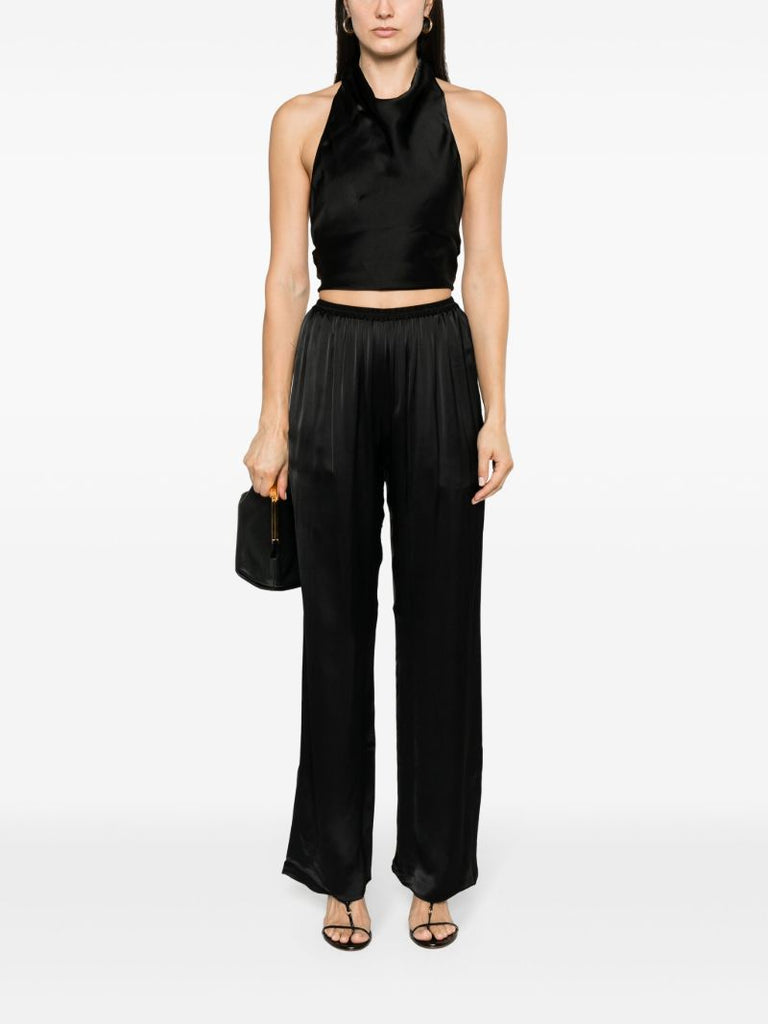 Black Satin Halterneck Blouse