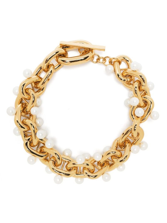 Gold-tone Xl Link Faux-pearl Necklace