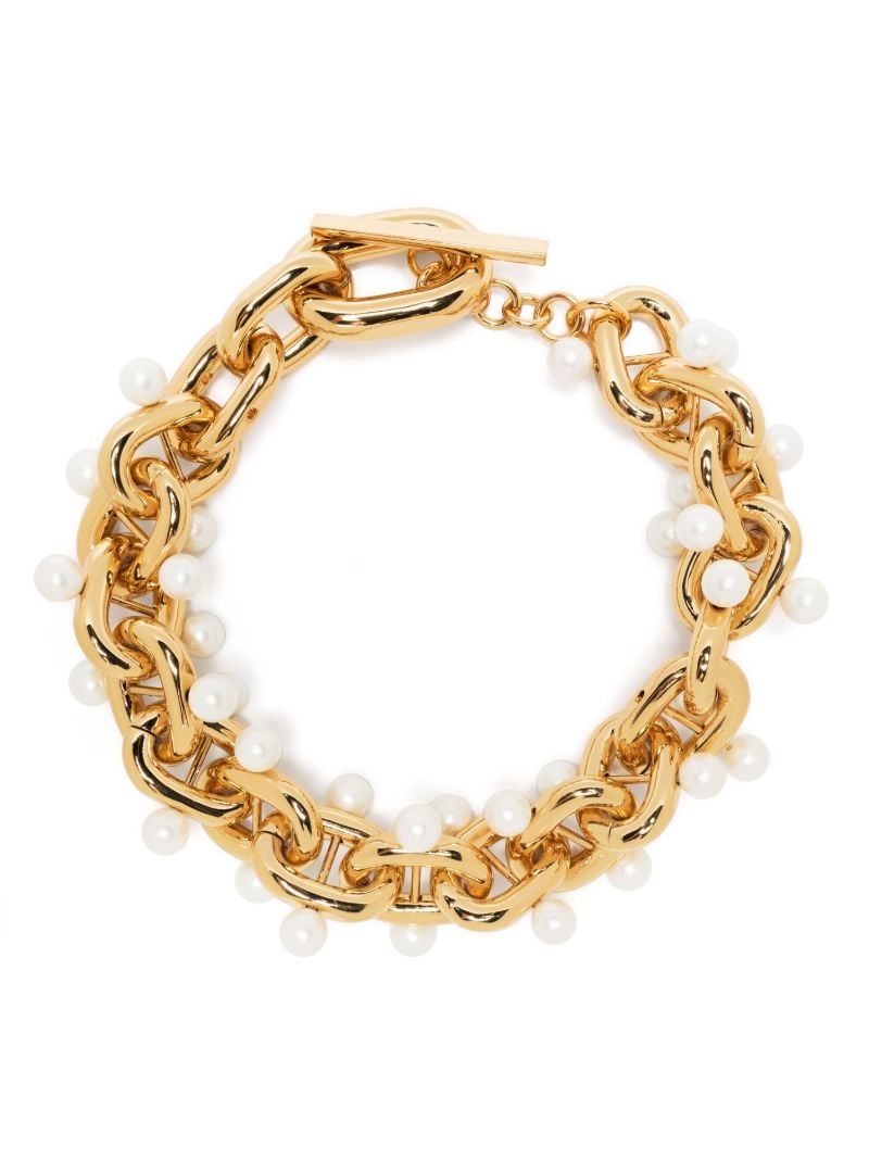 Gold-tone Xl Link Faux-pearl Necklace
