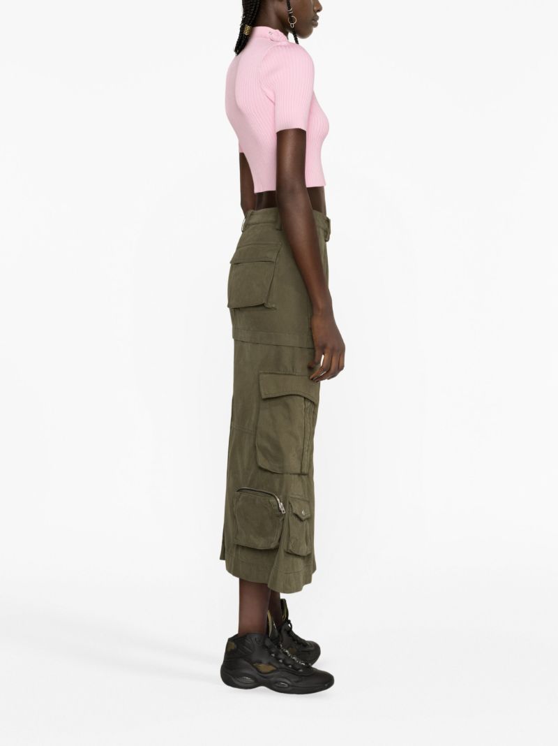 Pink Logo Embroidery Ribbed Knitted  Crop Top