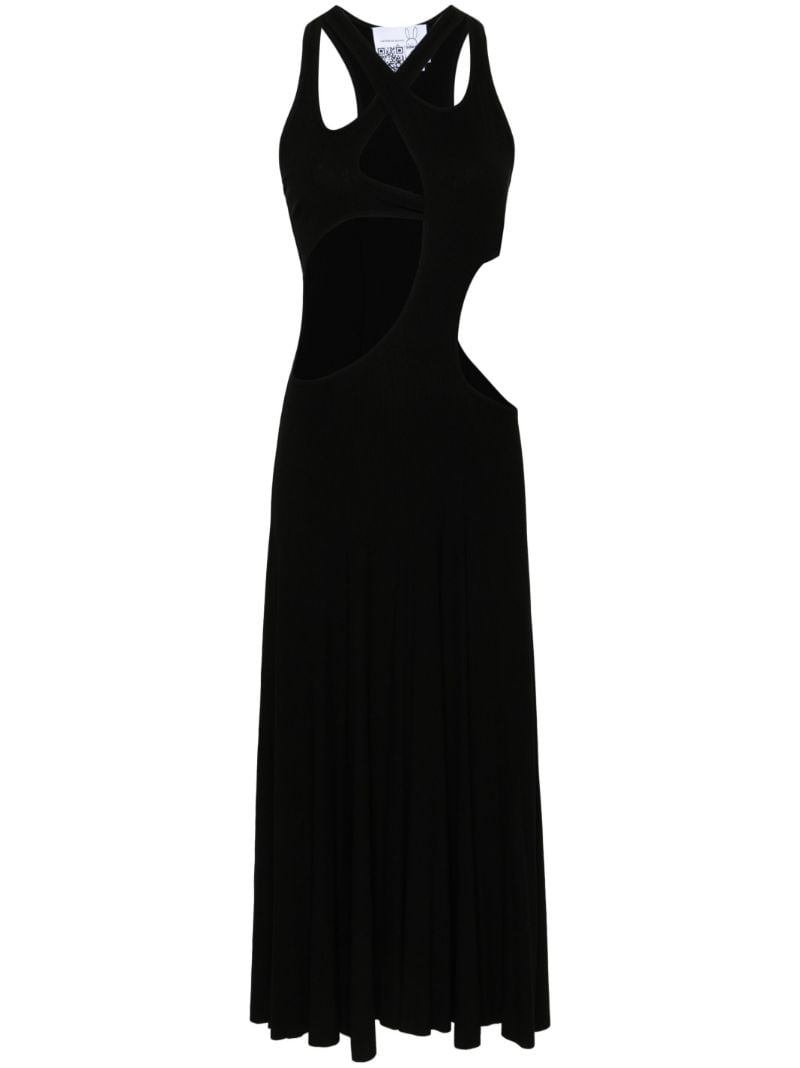 Black Cut-out Ribbed Midi Dress