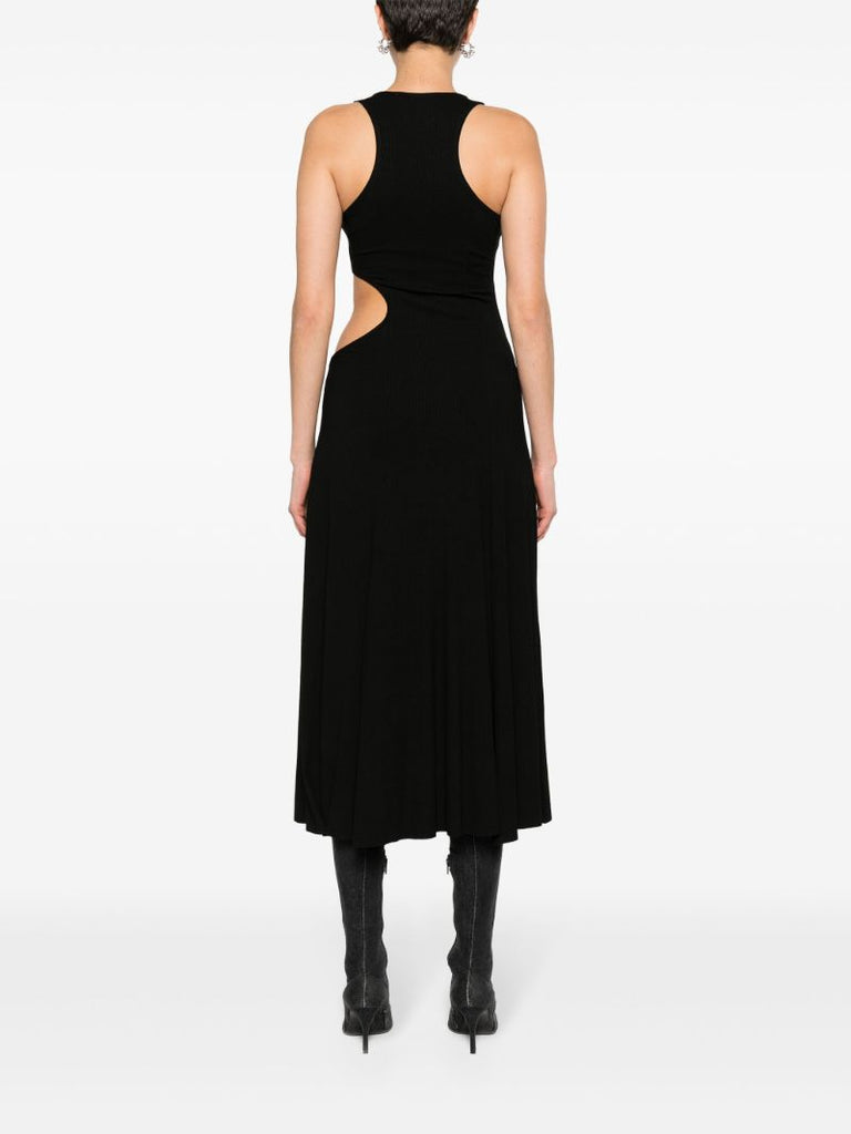 Black Cut-out Ribbed Midi Dress