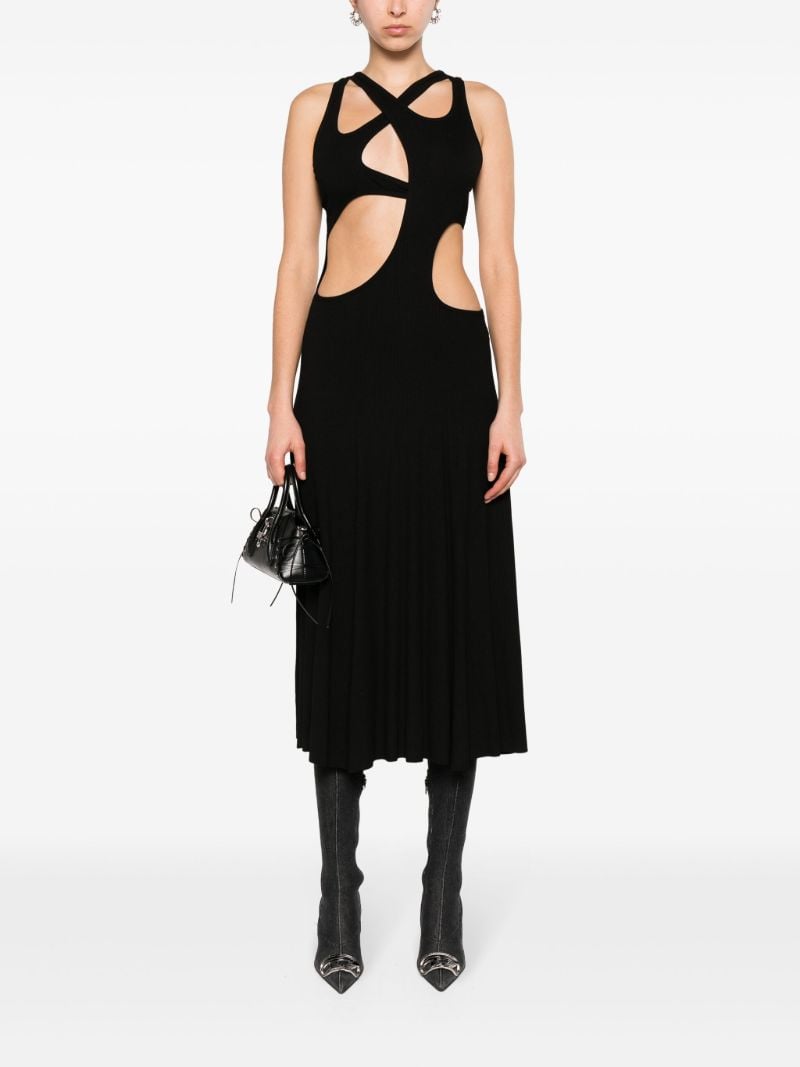 Black Cut-out Ribbed Midi Dress