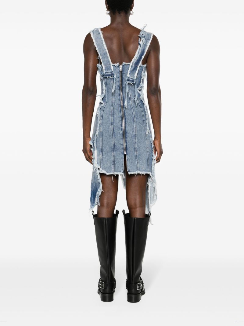 Blue Distressed Denim Minidress