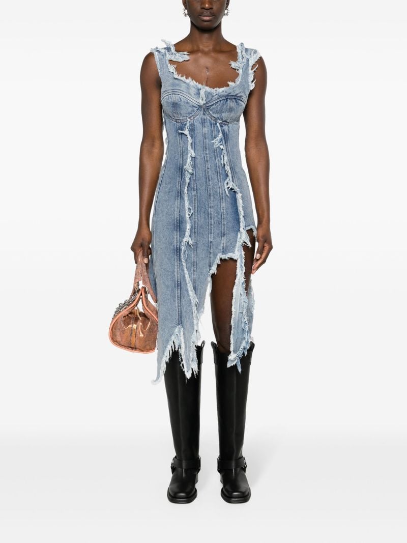 Blue Distressed Denim Minidress