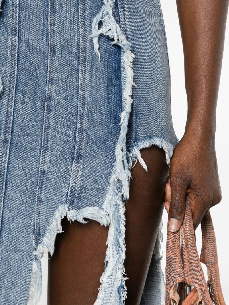 Blue Distressed Denim Minidress