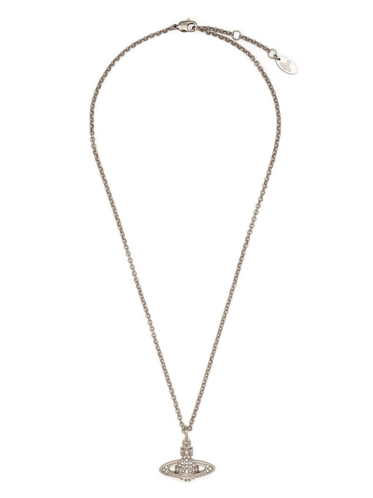 Silver-tone Relief Orb Pendant Necklace